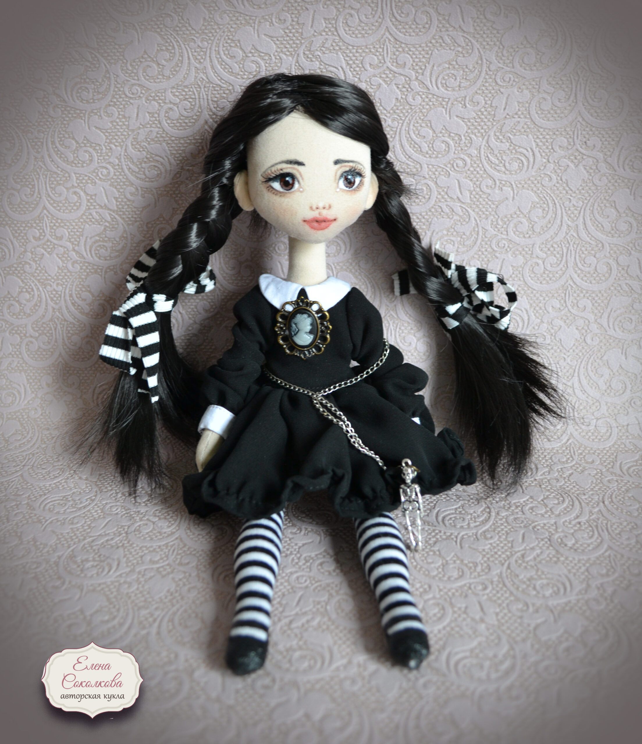 Handmade Doll Clothes Wednesday Addams Dress fit 18" American