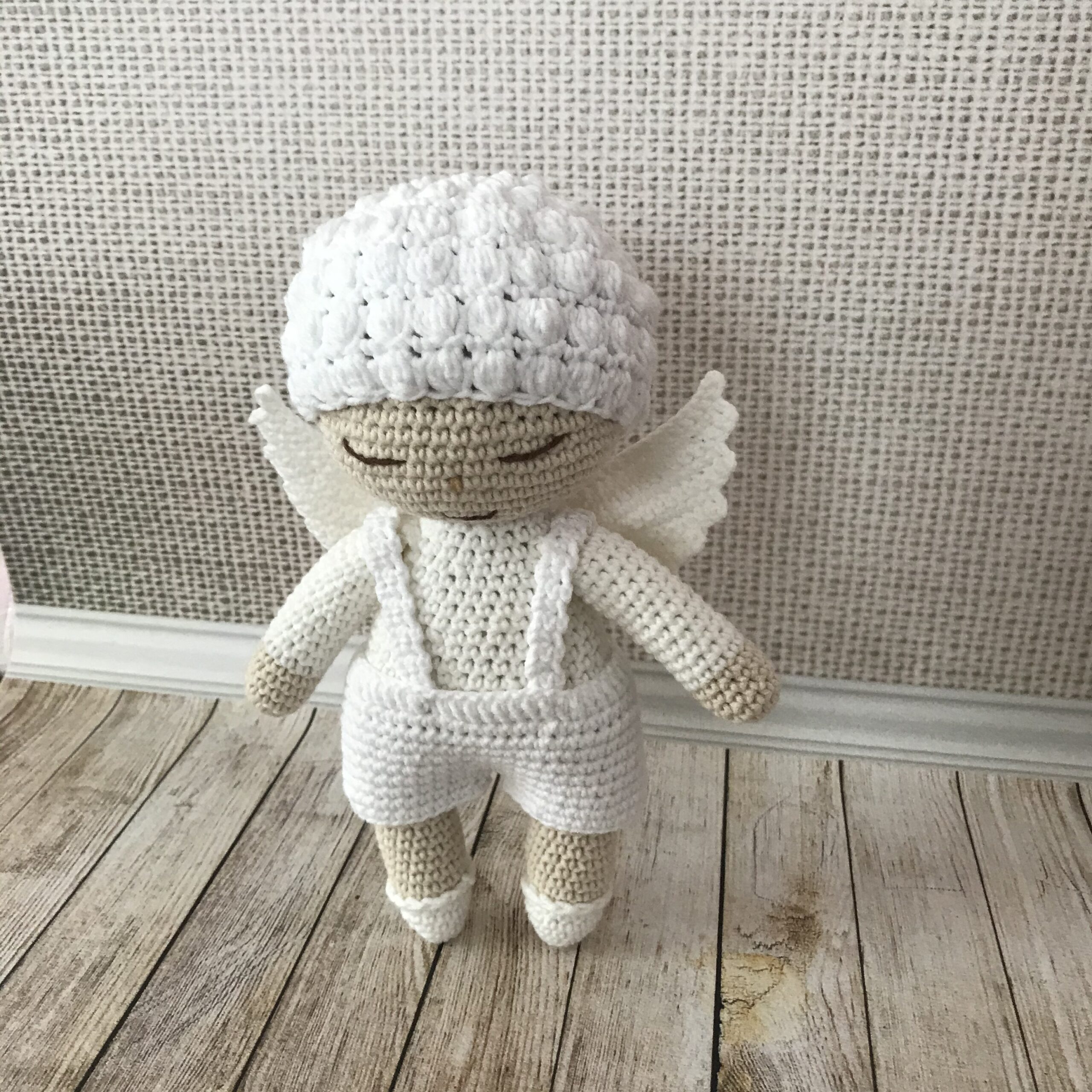 Angel crochet, amigurumi doll, organic handmade toys, white praying angel, amigurumi angel, 2024 handmade angel, white angel handmade doll