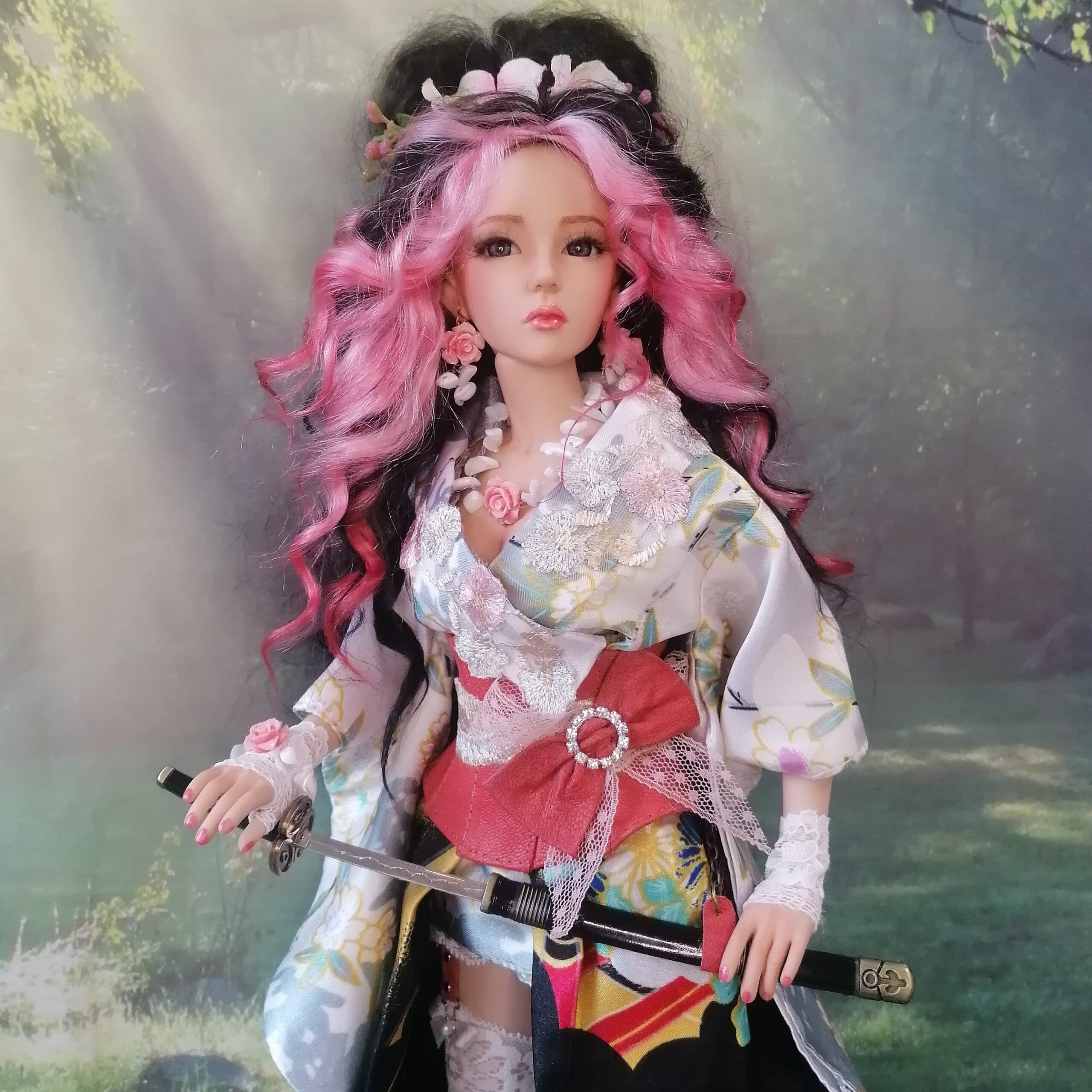 OOAK BJD doll, Asa in Japanese style. 1/4 43 cm. Full set. - DailyDoll Shop