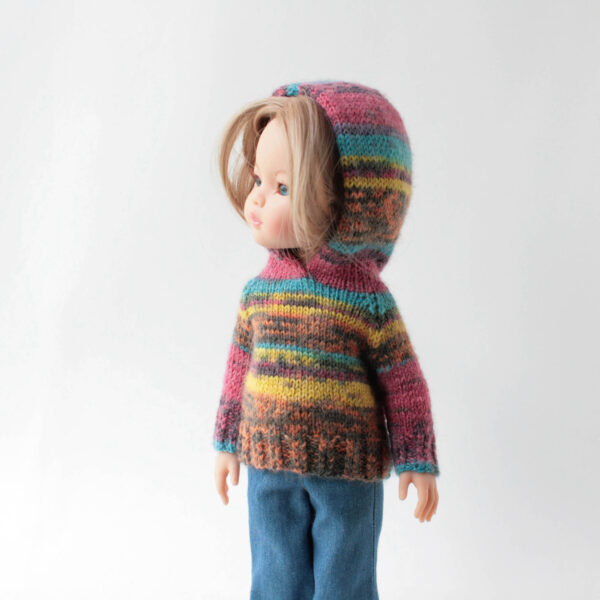 Striped sweater with hood for Paola Reina doll