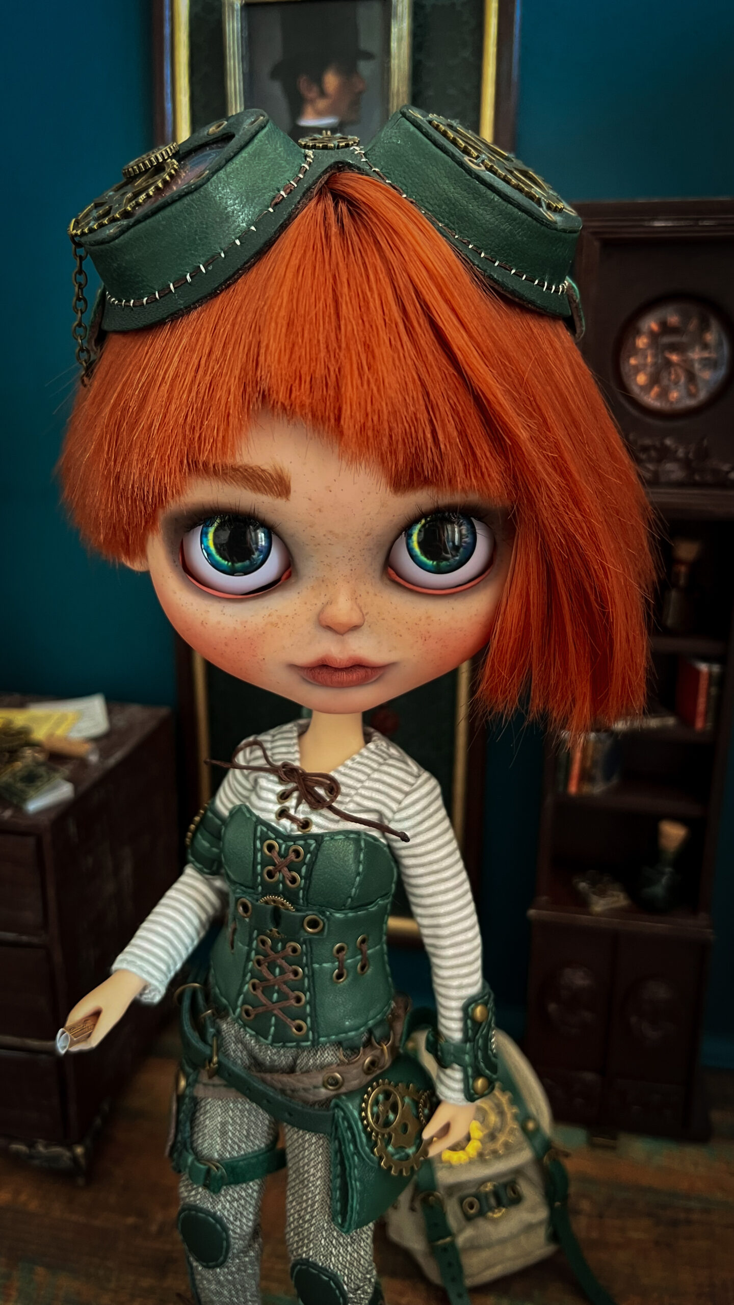 Steampunk Explorer Redhead Mari Blythe doll custom OOAK 1st