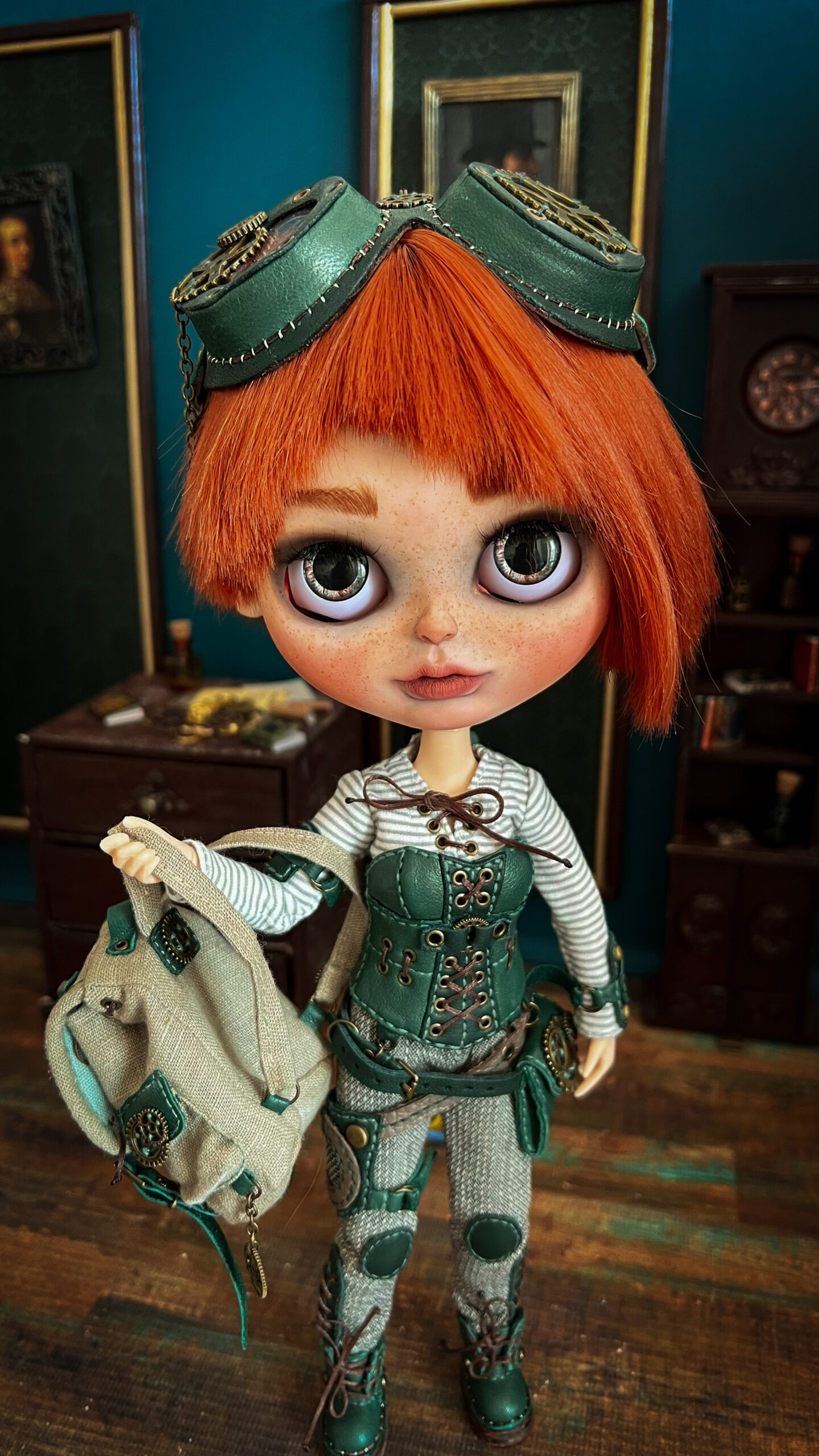Steampunk Explorer Redhead Mari Blythe doll custom OOAK 1st