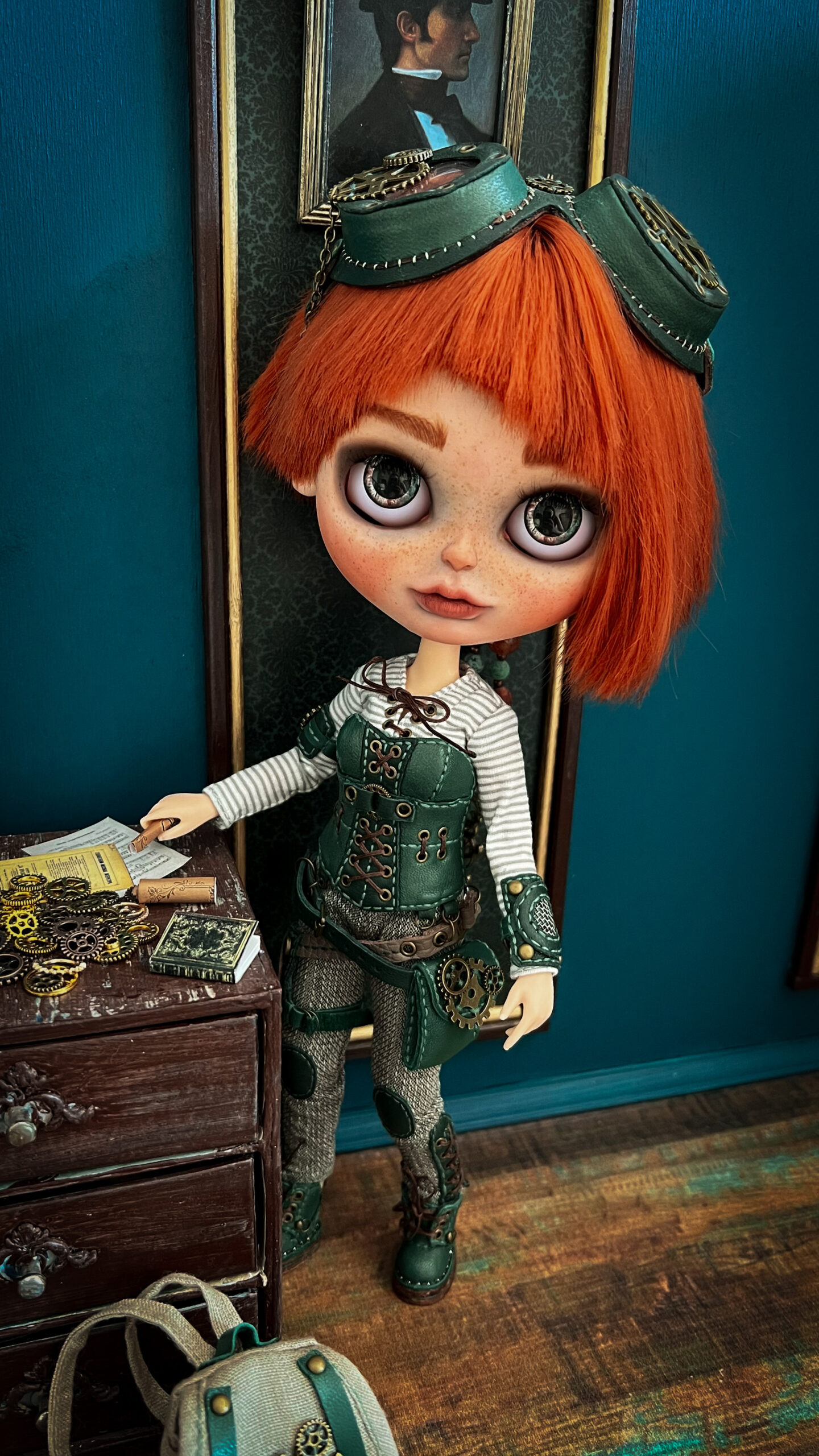 OOAK doll Phicen 1/6, Pamela. Complete set in steampunk style