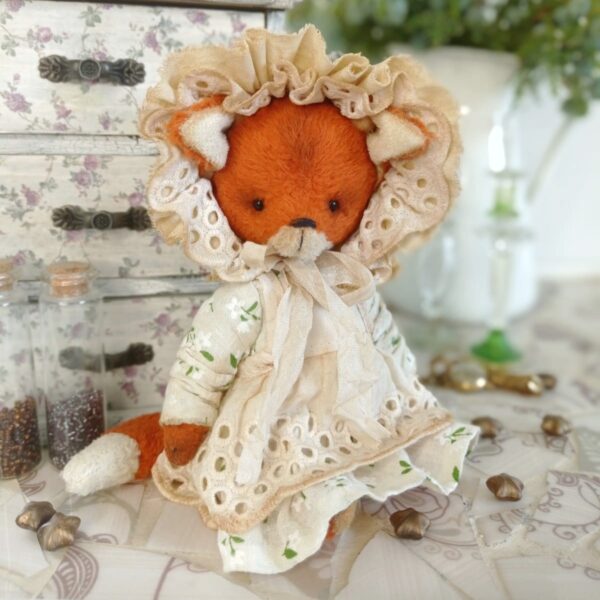 artist fox, teddy fox, stuffed animals, cute fox, fox handmade