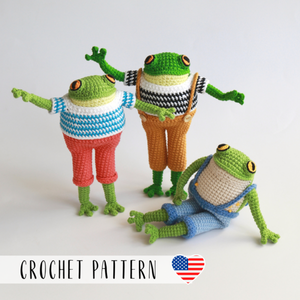 cute crochet grog in clothes