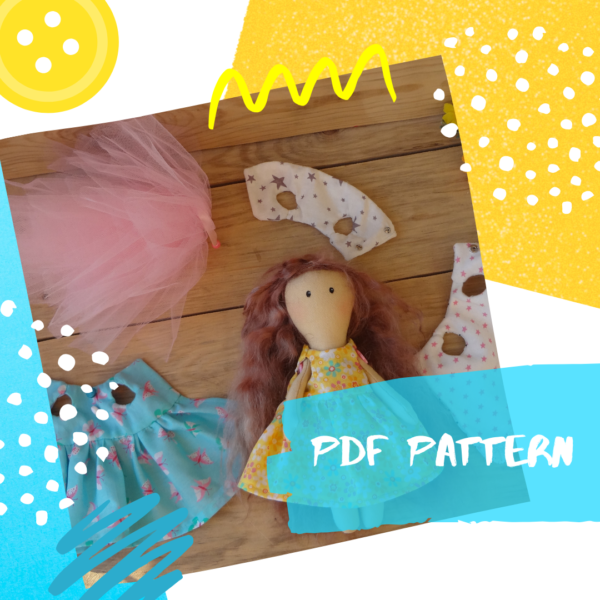 Small doll pattern pdf - Ragdoll with clothes