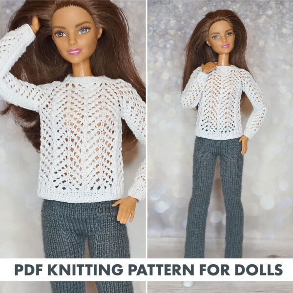 Patron à tricoter Pull et pantalon pour poupées Barbie