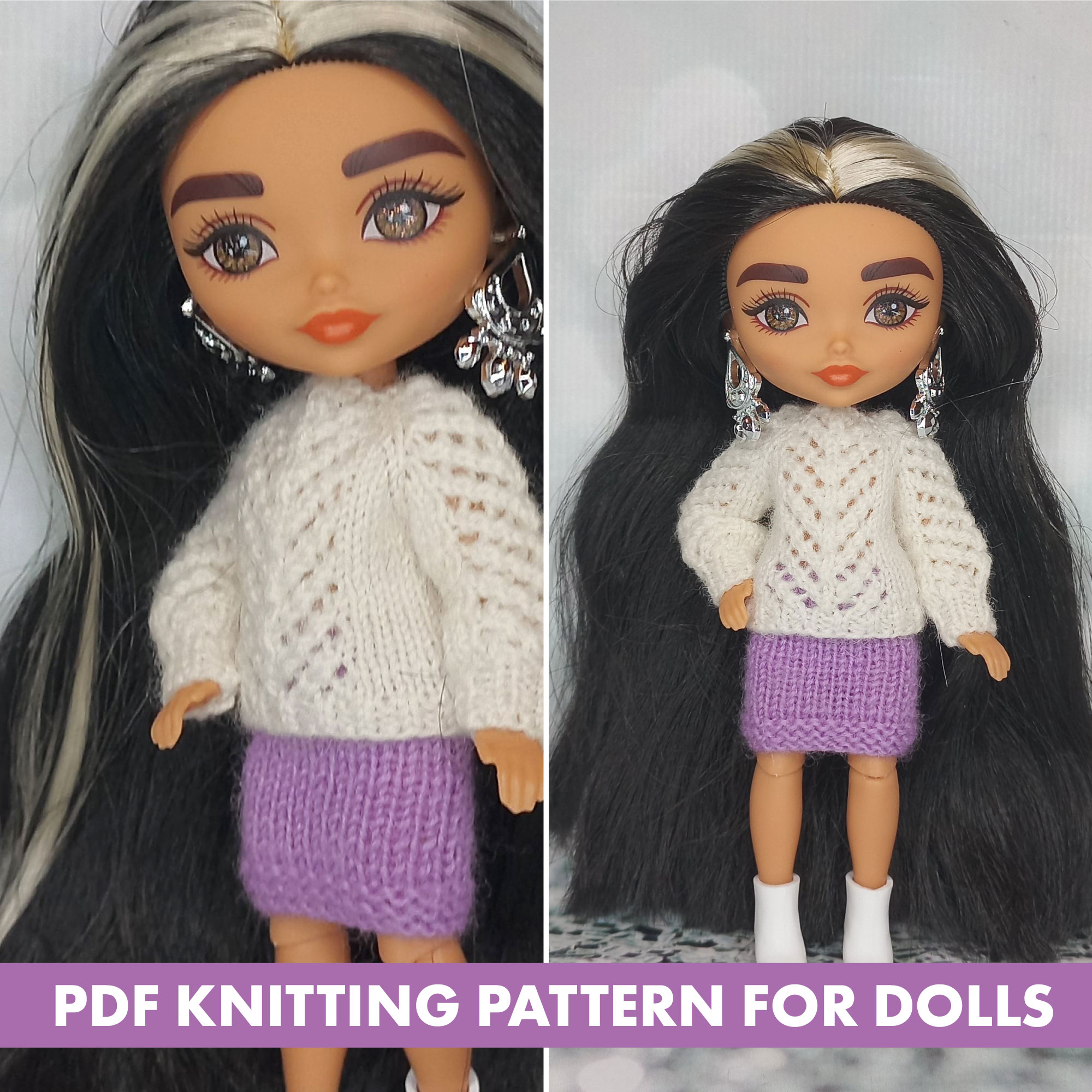 Knitting Pattern Jumper and skirt for Barbie Extra Minis - DailyDoll Shop