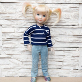 mini Ruby Red 31 cm patterns knitted blouse + jeans