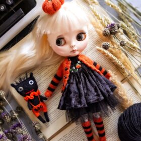 blythe halloween clothes, blythe black dress