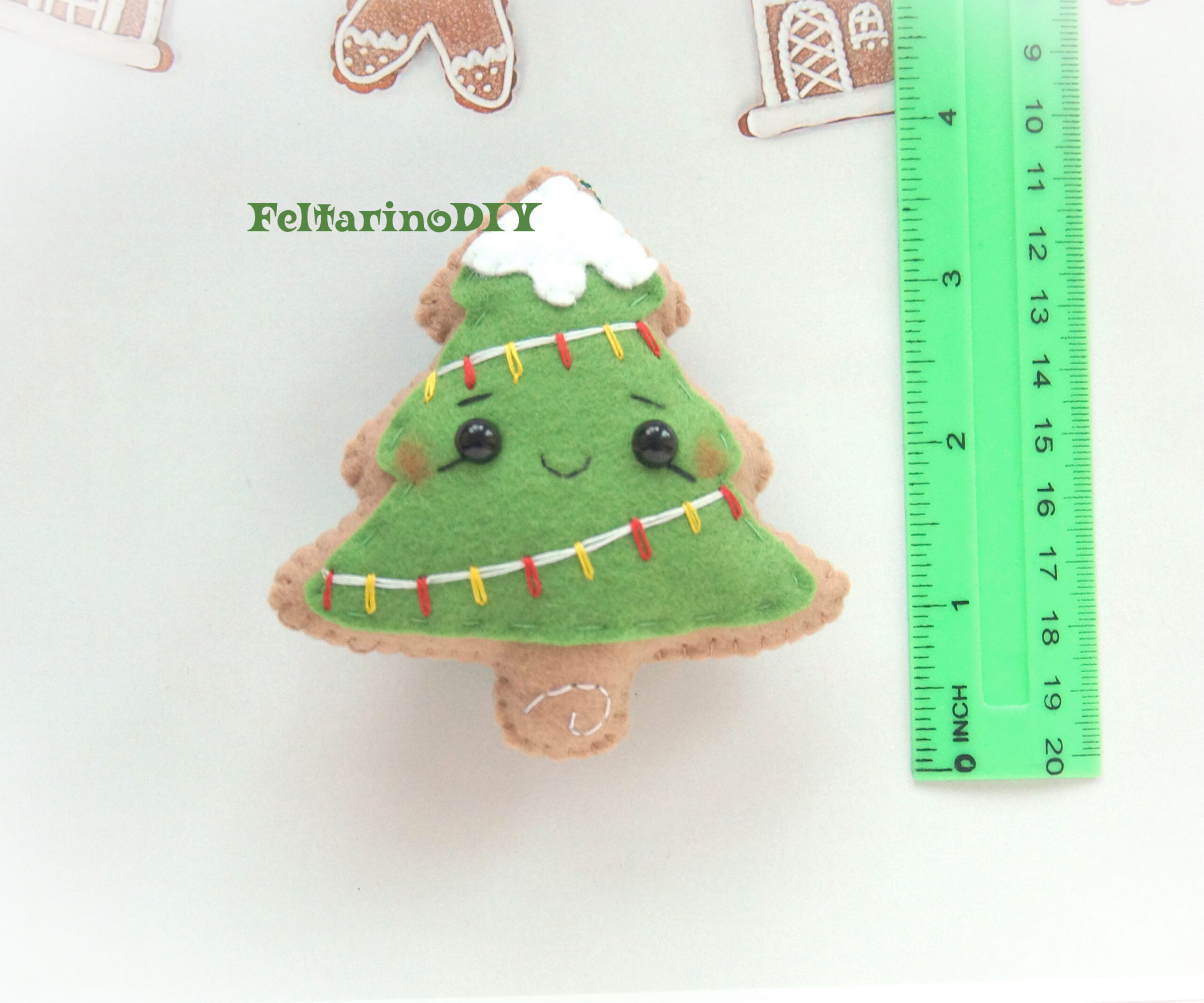 Christmas tree felt pattern, Gingerbread gift ornament 3 Fir4 scaled