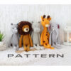 5in1 Amigurumi PATTERN - lion king giraffe hippo rhino and elephant Safari nursery decor