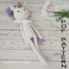 Amigurumi PATTERN stuffed Unicorn crochet toys for scandinavian nursery and unicorn baby shower. Crochet animals plush pattern