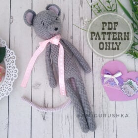 Crochet mouse toy amigurumi PATTERN stuffed animal for scandinavian nursery and boy nursery decor - Mouse doll crochet animals montessori