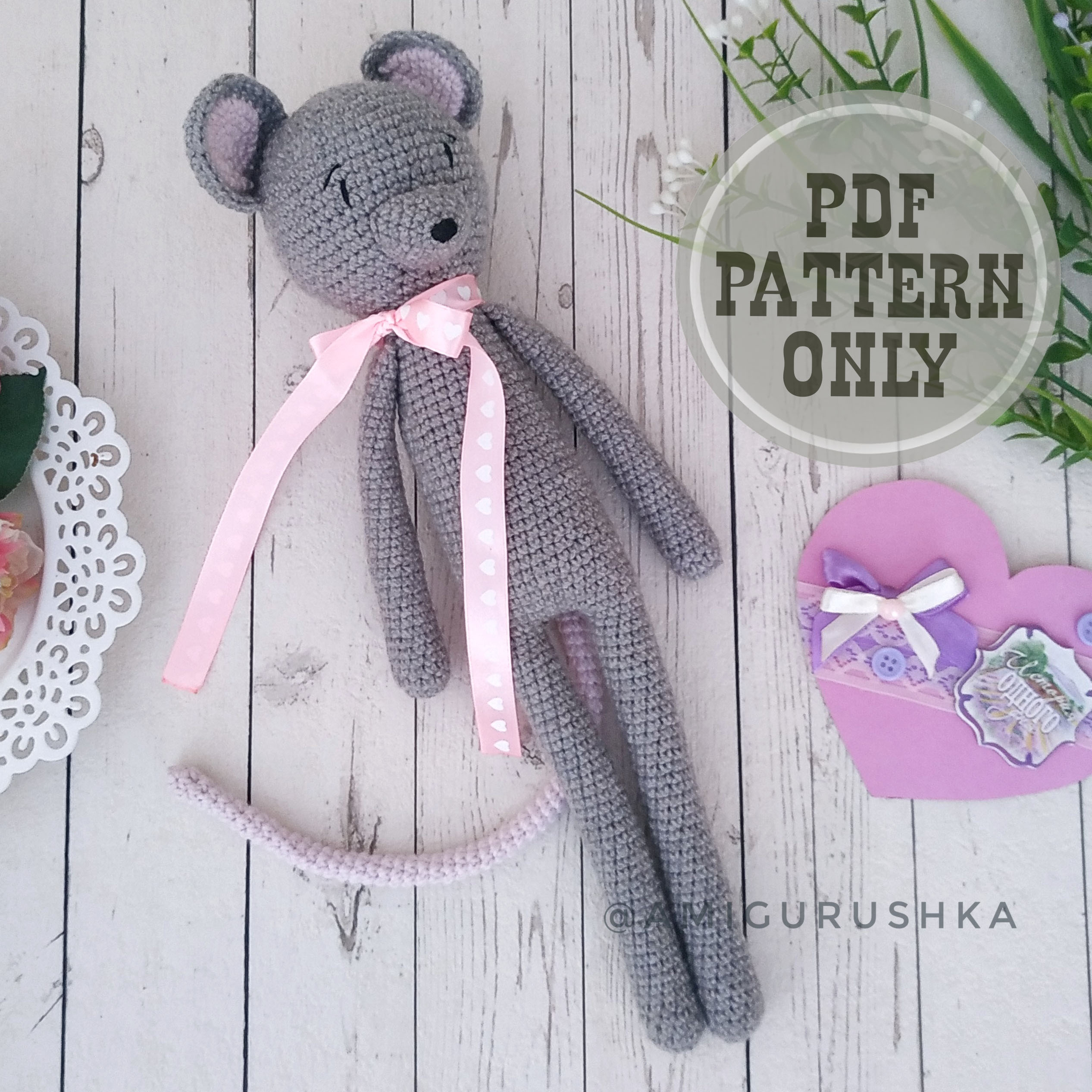 Crochet mouse toy amigurumi PATTERN stuffed animal plush