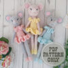 Amigurumi doll PATTERN mouse toy for baby girl nursery