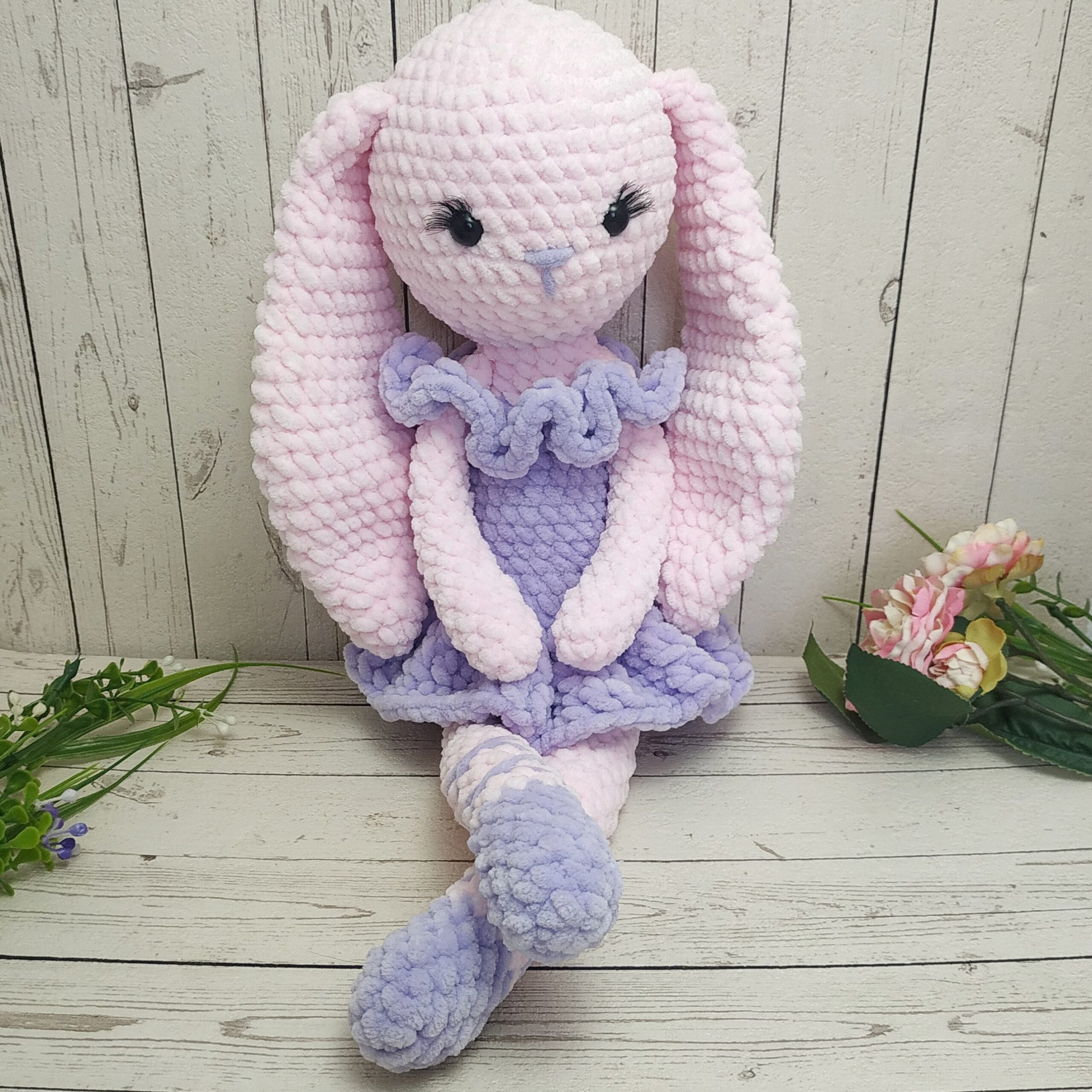 Fond Shabby Chic Bébé Jouet à Mâcher Lapin Poupée Lapin Peluche En