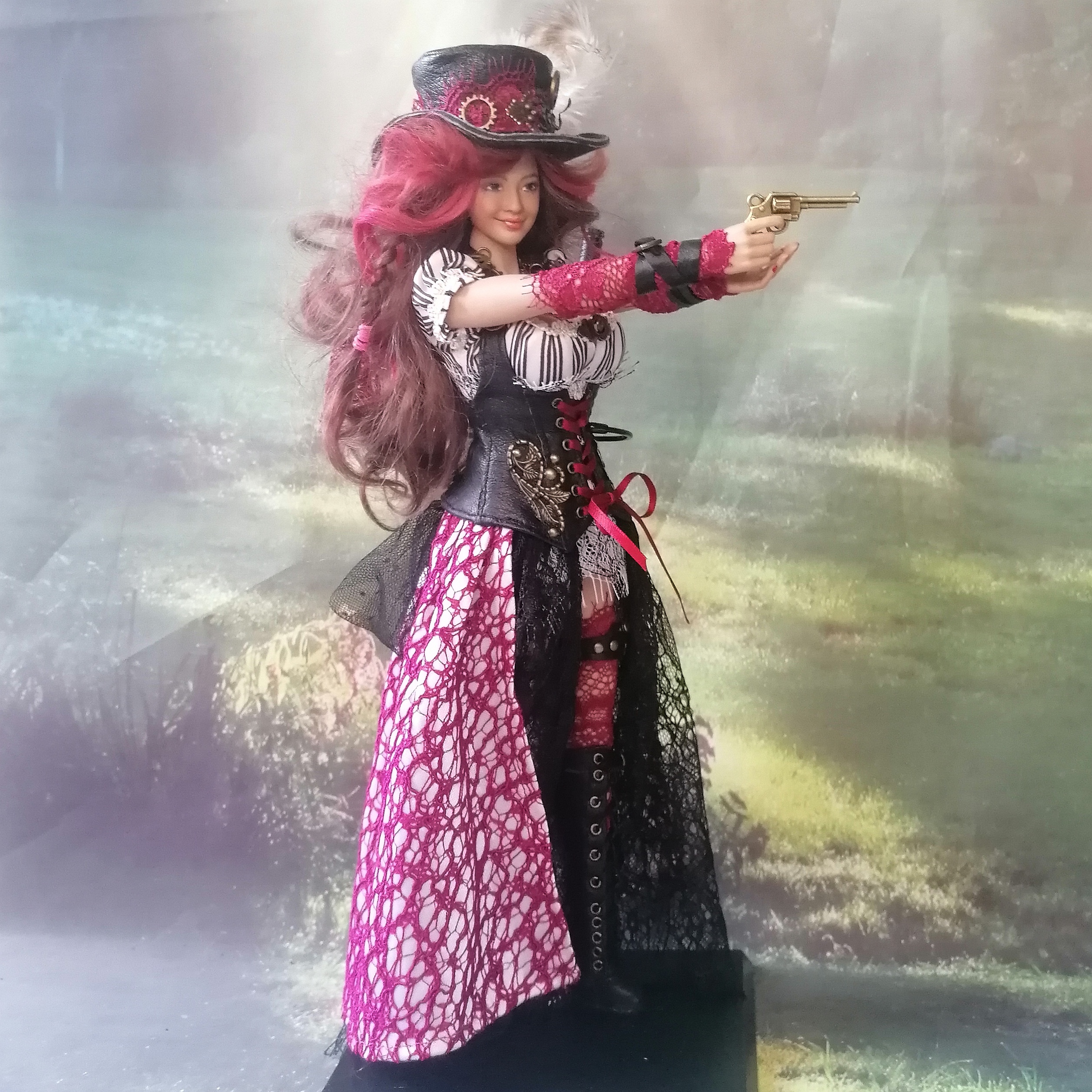 OOAK doll Phicen 1/6, Pamela. Complete set in steampunk style