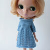 Blythe doll blue clothes, Hand knitted dress