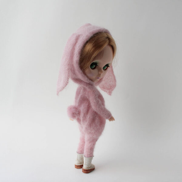 Blythe doll clothes, Pink rabbit overals