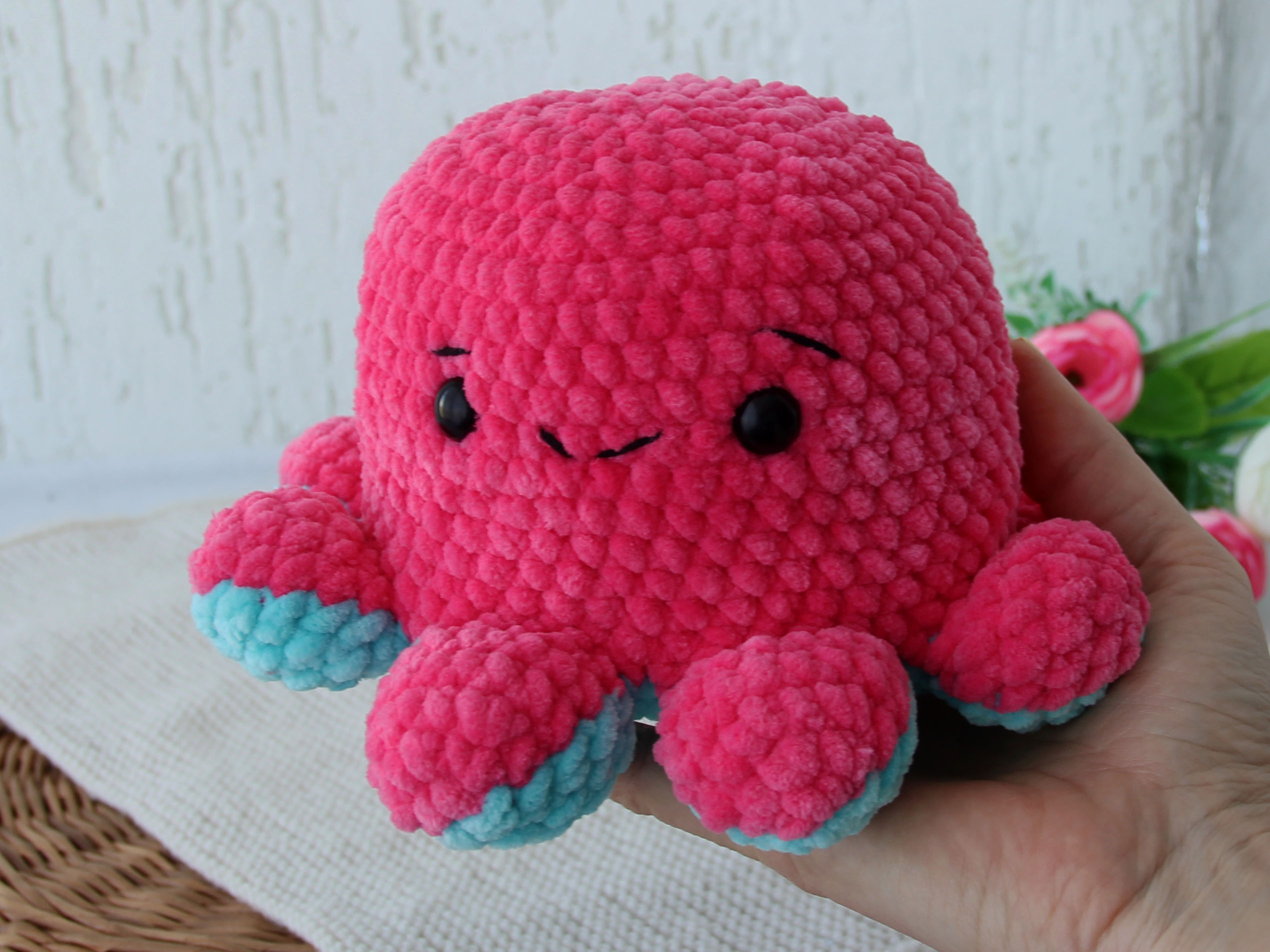 CROCHET PATTERN: Fuzzy Octopus, Stuffed Amigurumi Plush Toy