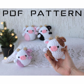Small Strawberry cow crochet PATTERN amigurumi stuffed animal