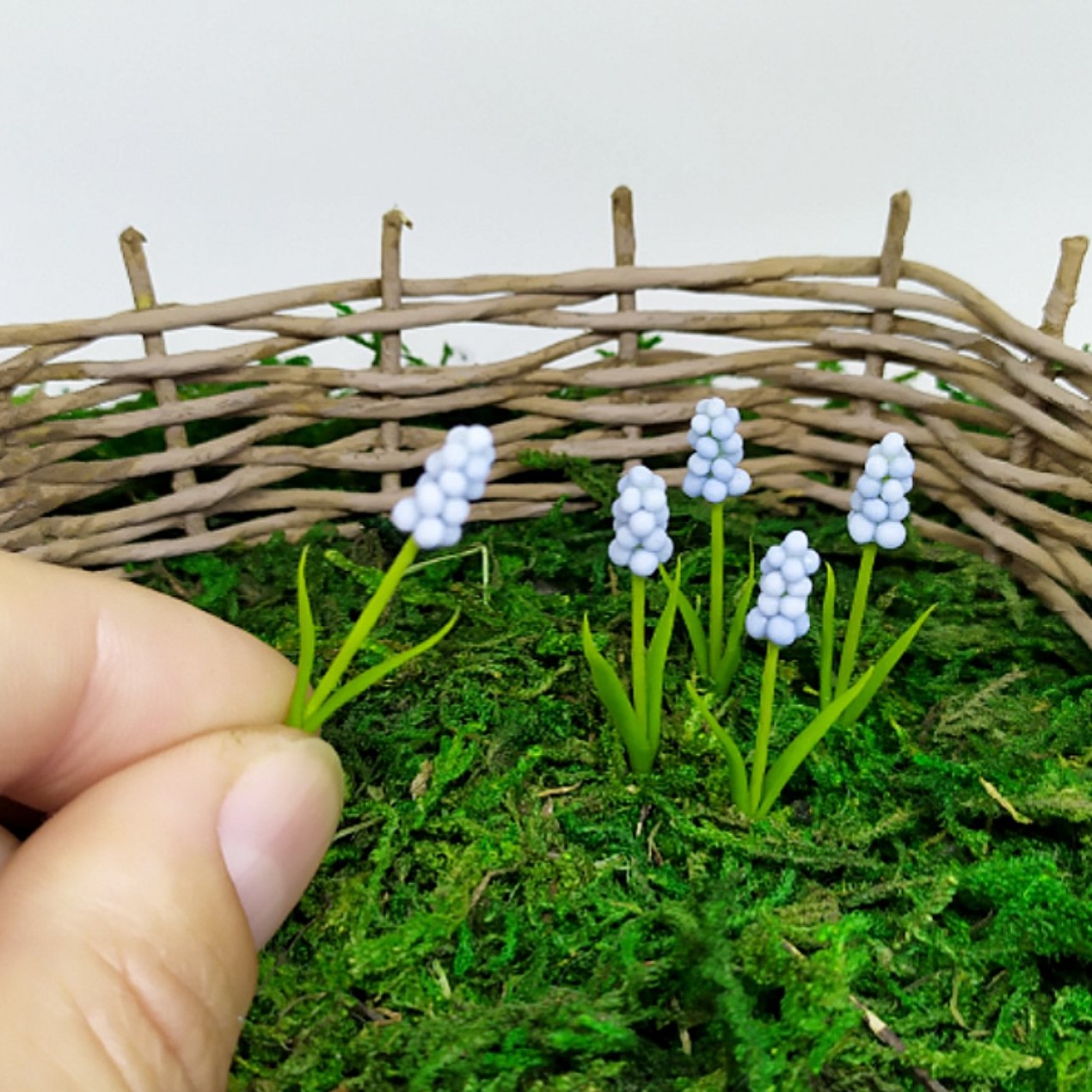 Miniature garden flowers Muscari Handmade