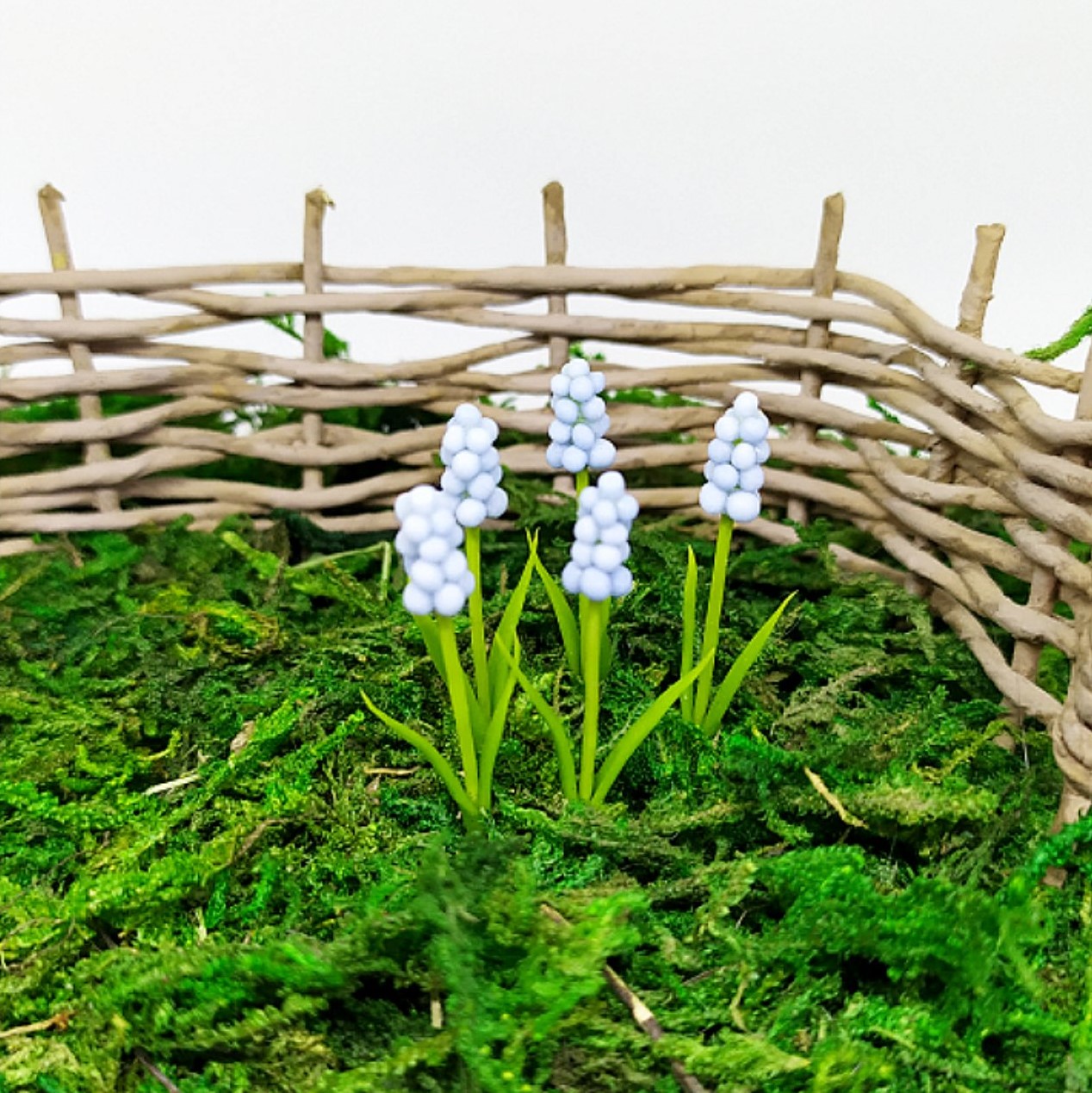 Miniature garden flowers Muscari Handmade