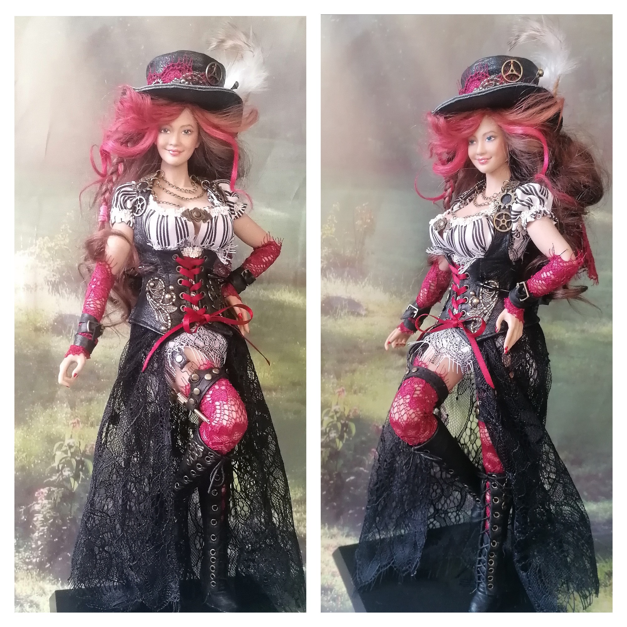 OOAK doll Phicen 1/6, Pamela. Complete set in steampunk style