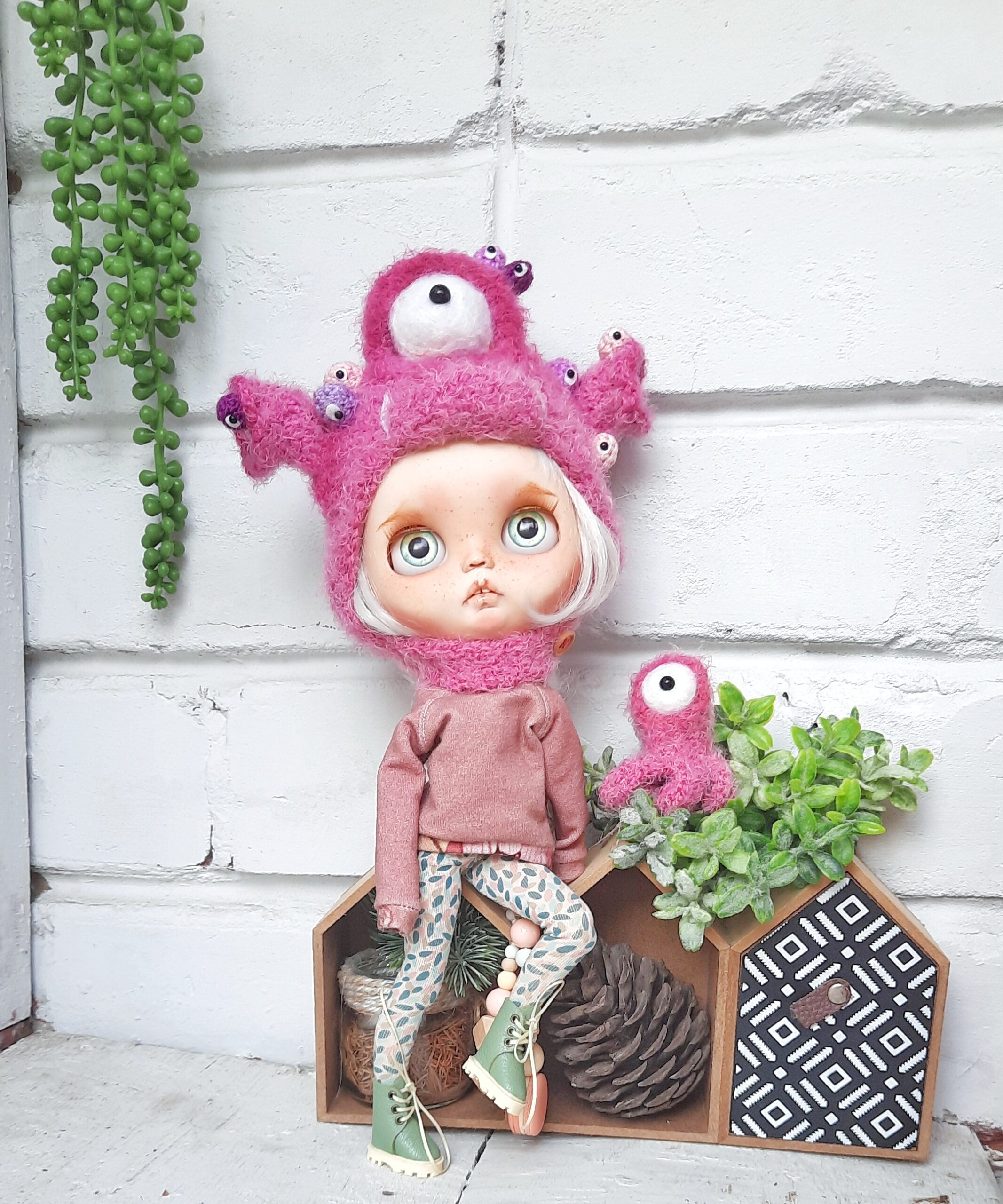 Hat for blythe qbaby doll Monster helmet for doll Funny hat