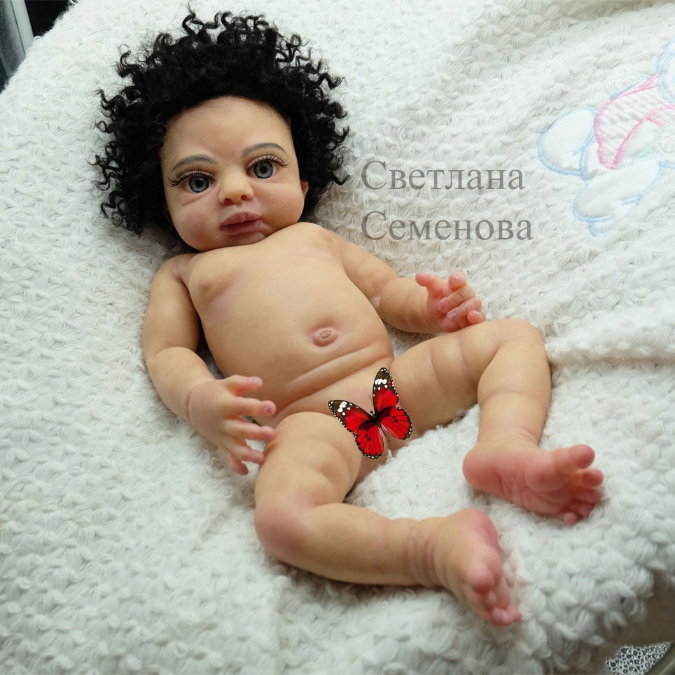 Full body silicone baby girl ethnic 49 cm. Focus. DailyDoll Shop