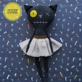 Creepy cute cat doll sewing pattern