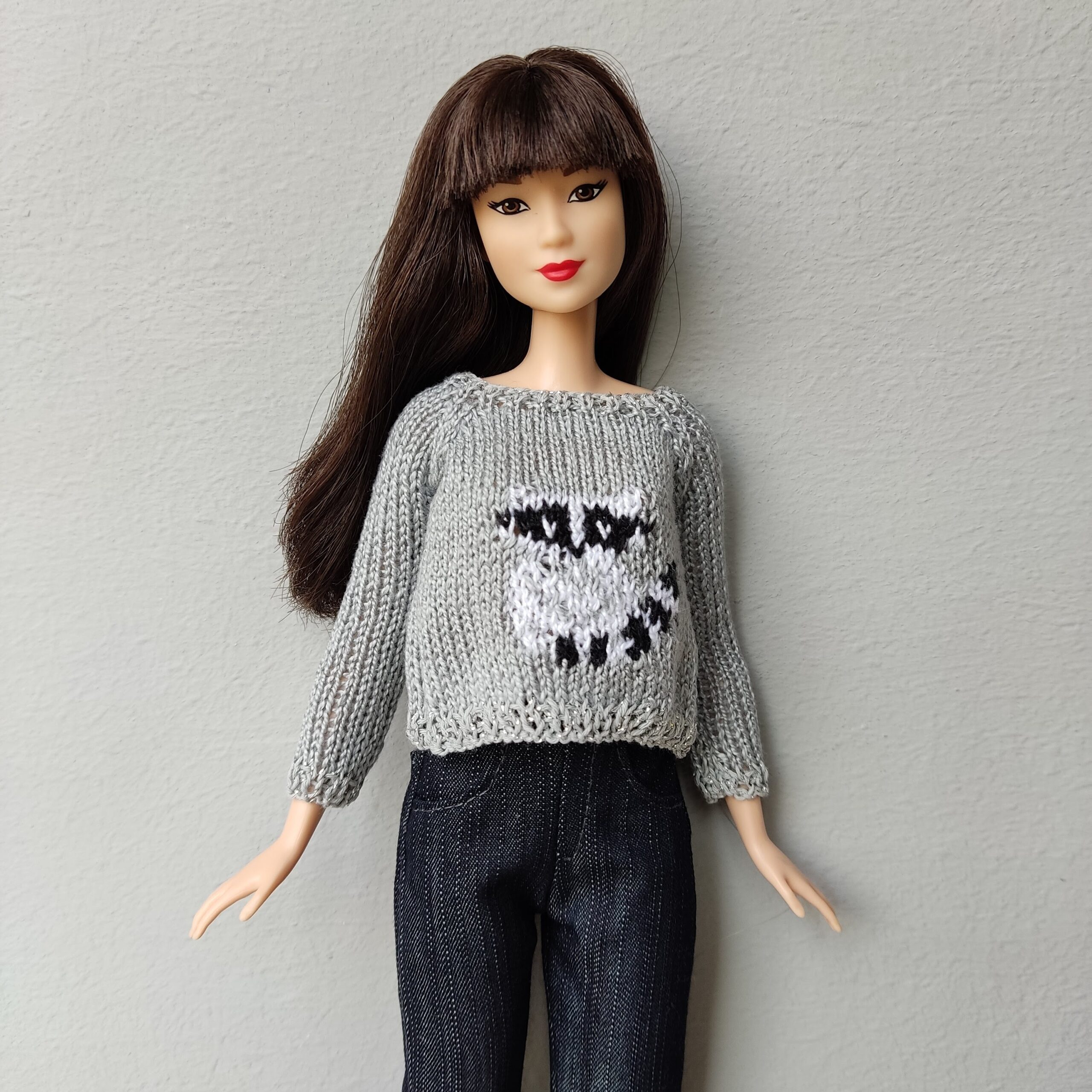 Barbie doll clothes | Raccoon sweater for Barbie doll