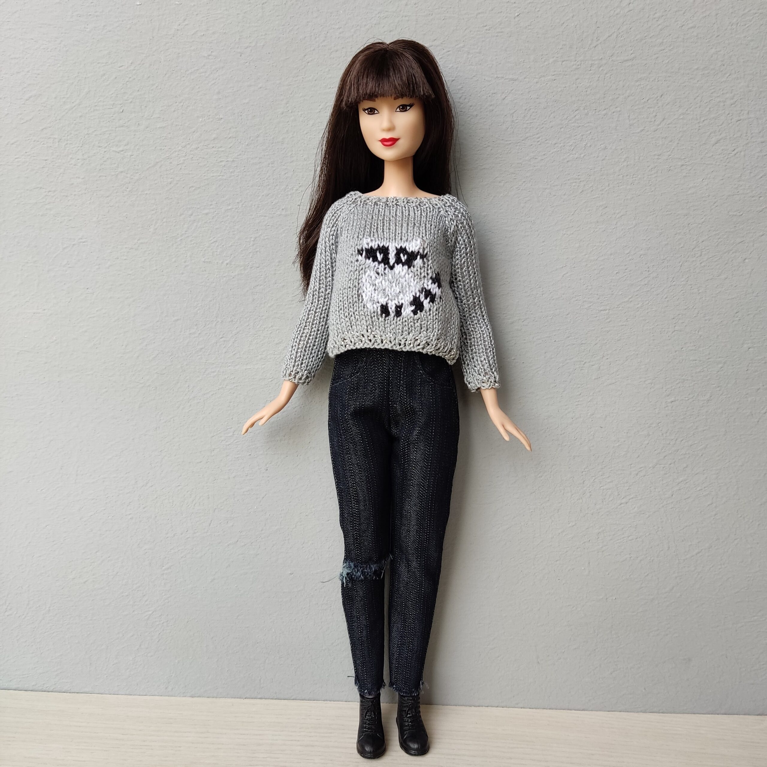 Barbie doll clothes | Raccoon sweater for Barbie doll