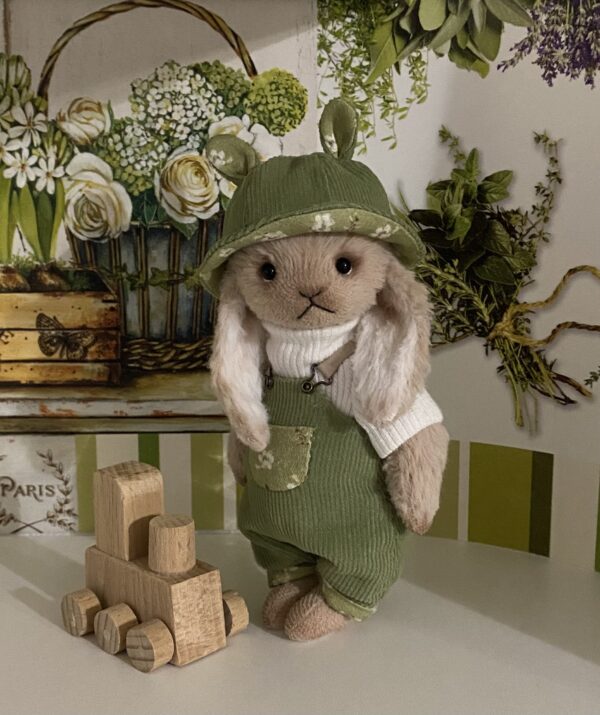 Handmade beige Teddy bunny in clothes