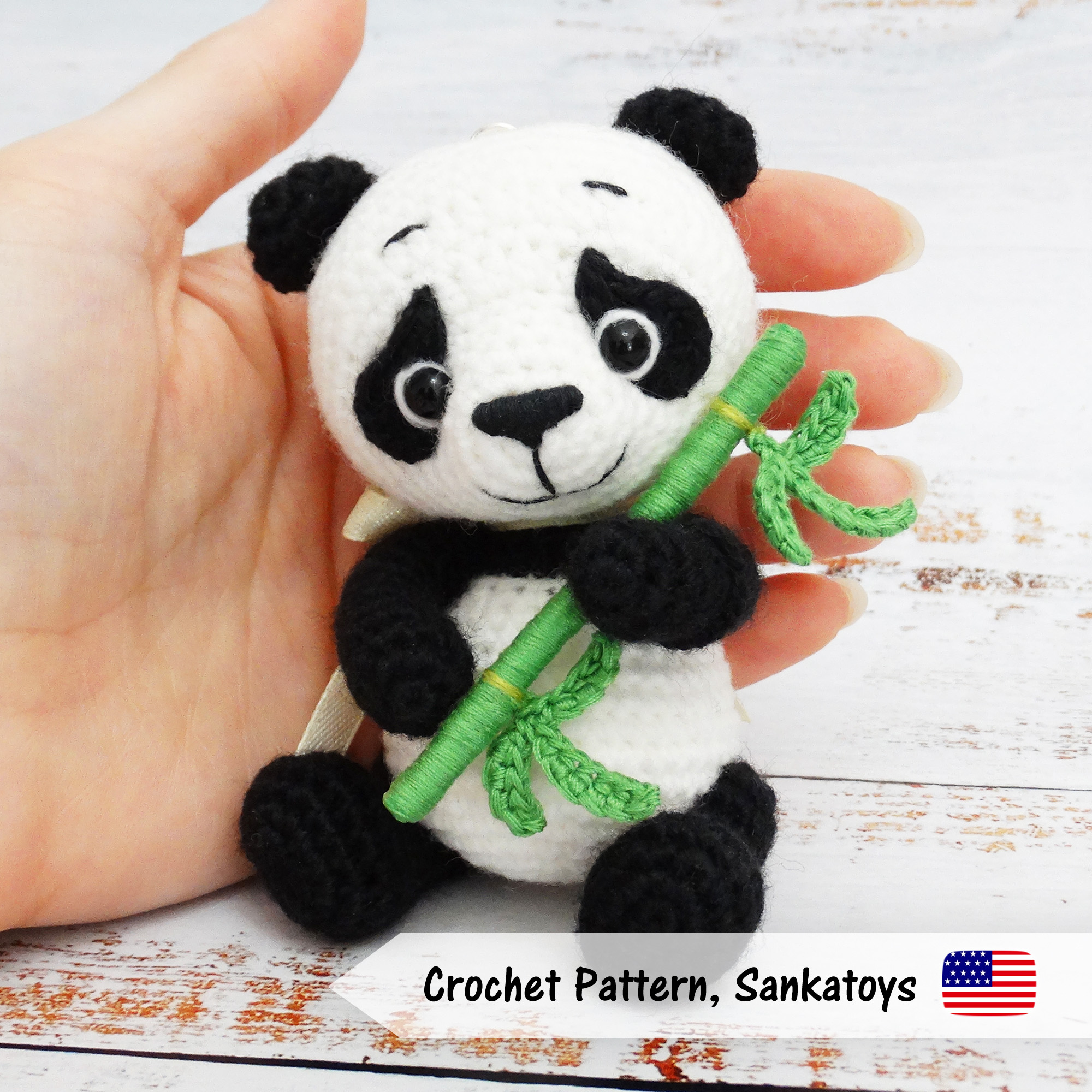 Moster PANDA 🐼 💯 en #crochet Taille 30 cm Yeux de sécurité de 10
