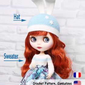 sweater hat bunny doll blythe outfit crochet pattern