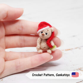 micro christmas bear new year miniature crochet pattern