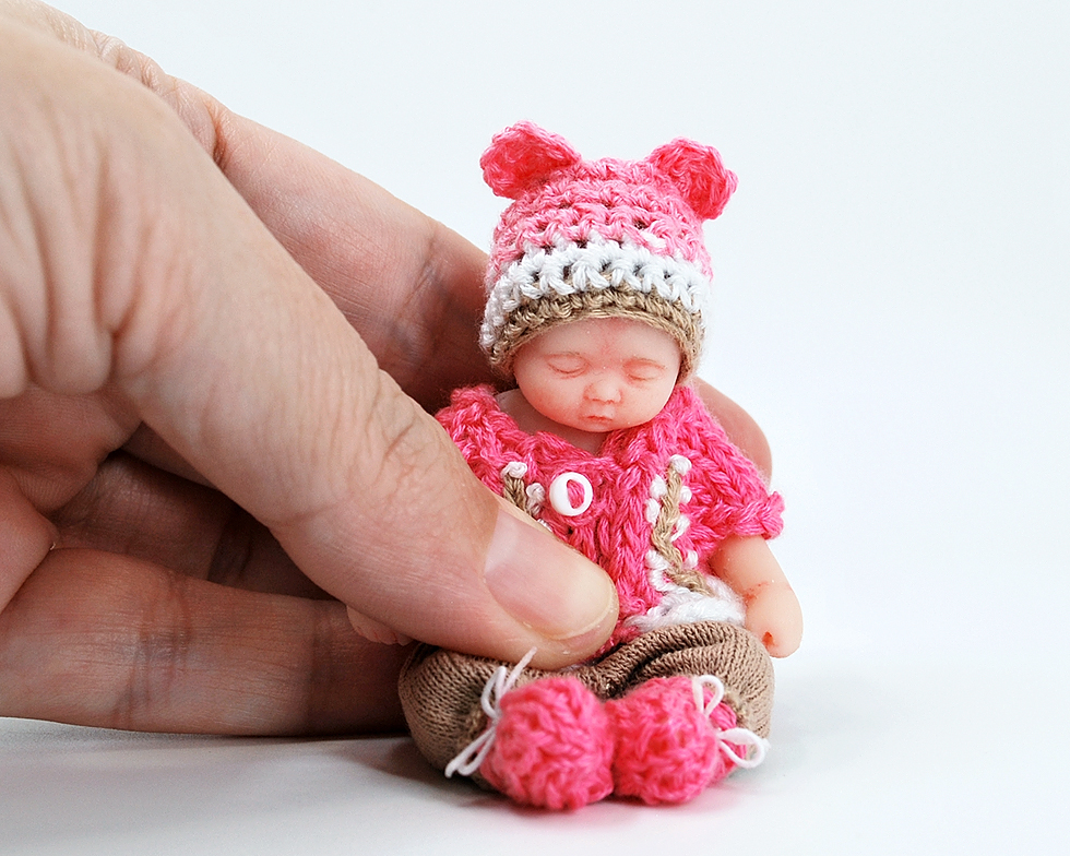Mini Silicone Baby Silicone. Baby to Play Baby That Can Be Bathed Reborn  Baby. Reborn Baby Mini Baby With Crochet Clothes. Art 