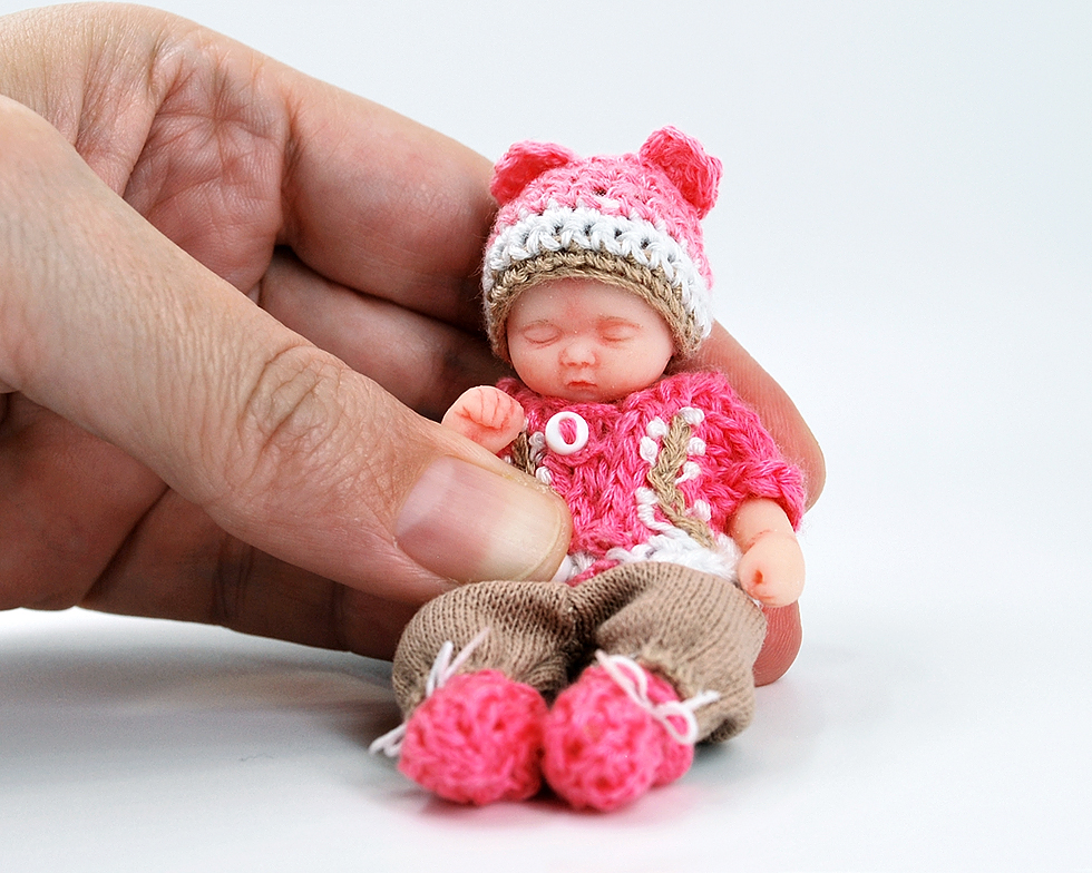 Mini Silicone Baby Silicone. Baby to Play Baby That Can Be Bathed Reborn  Baby. Reborn Baby Mini Baby With Crochet Clothes. Art 