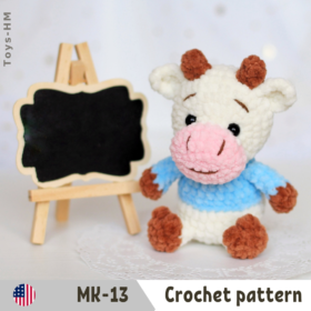 Crochet pattern little cow. Amigurumi animal toys