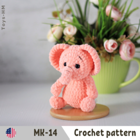 Crochet pattern little elephant. Amigurumi animal toys