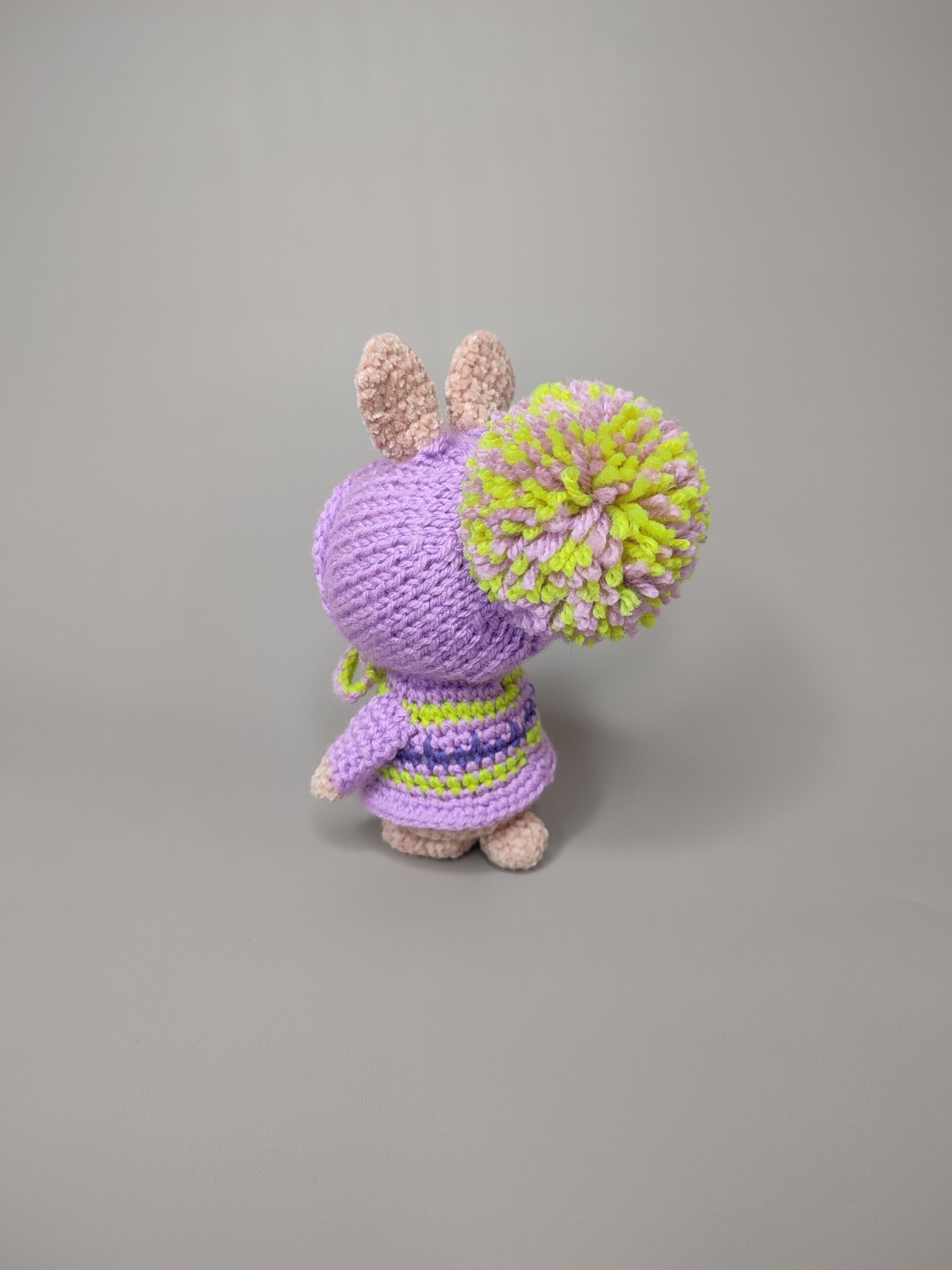 Plush rabbit in a lilac hat, gift for a child, room decor 4 1667047407405 scaled