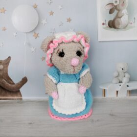 plush gray mouse in a dress