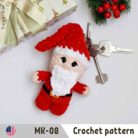 Amigurumi keychain santa. Crochet pattern