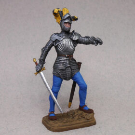 Hand-painted tin soldier. 54 mm. German knight, 16th century.