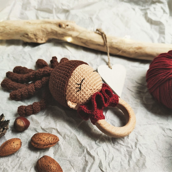 Pattern crochet doll rattle PDF amigurumi 1 doll teether