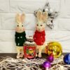 Christmas rabbit. Soft toy children. Gifts New Year