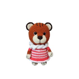 Red brown crocheted teddy plush tiger