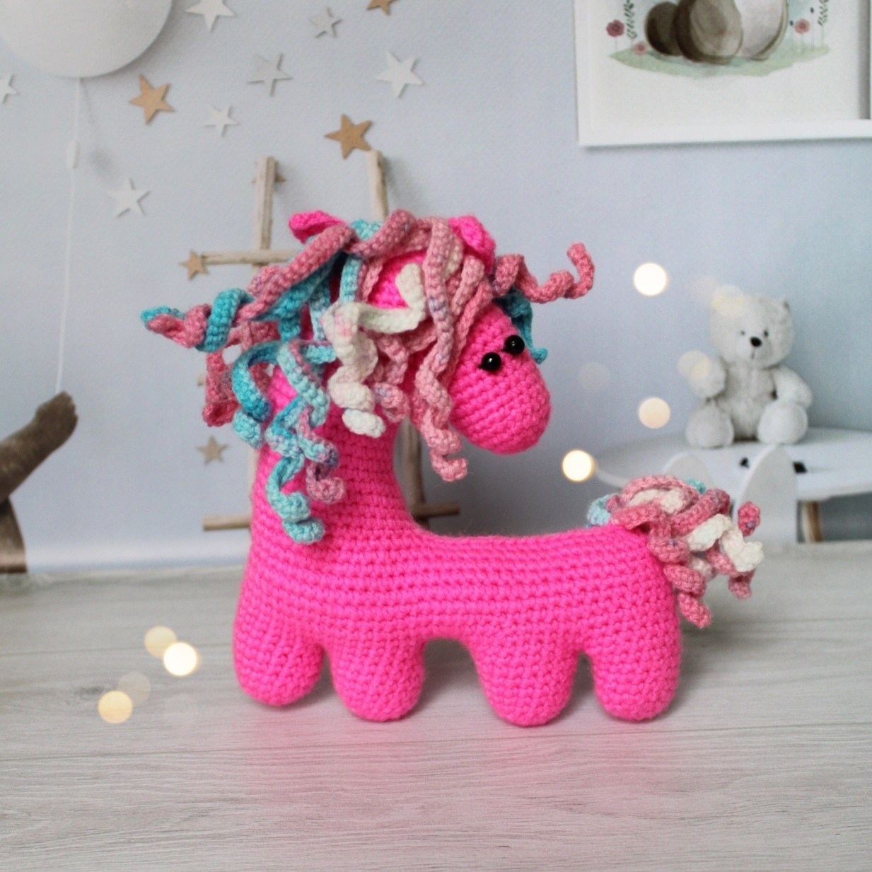 horse pink toy baby gift